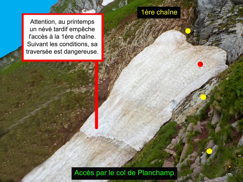 Le 1er nevé au départ de la traversée