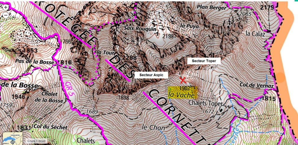 Carte col de la Vache